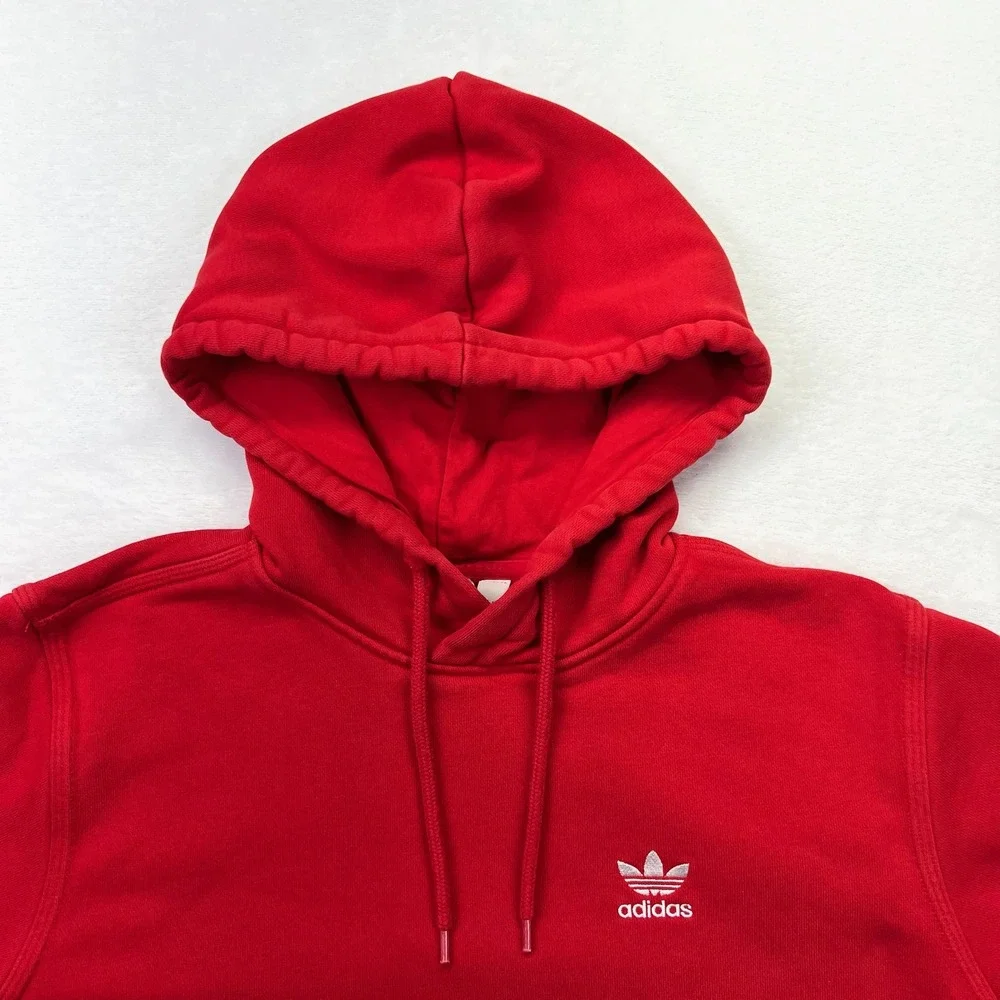 Adidas Originals Hoodie Mens XS Red Trefoil Logo Fleece Sweatshirt Streetwear‎